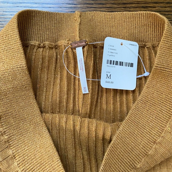 Free People Skyline Midi Skirt - Gold - M - NWT - Picture 3 of 6